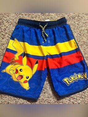 Pikachu Boys' Blue, Yellow & Red Swim Shorts